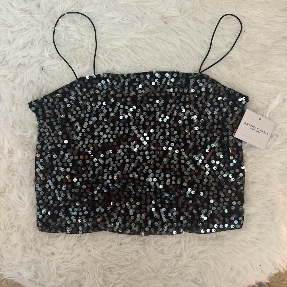 American Eagle Outfitters Sparkling Black Sequin Camisole
